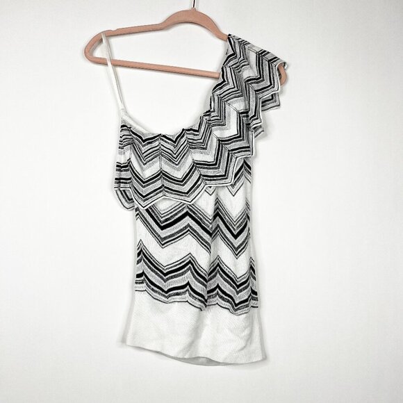 2/$30 White House Black Market Glittered One-Shoulder Zigzag Sweater Small #8918 - Picture 4 of 11